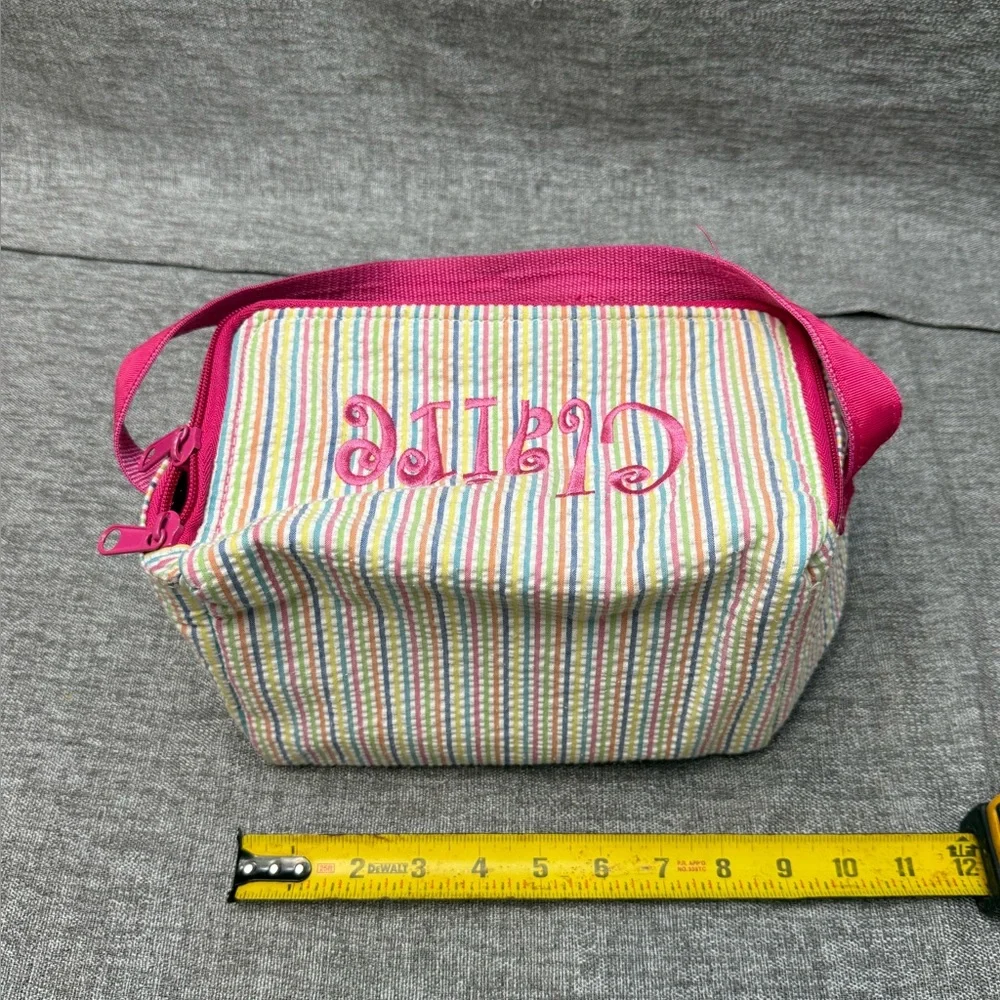 “Claire” Monogrammed Lunchbox Insulated Stripe Girls